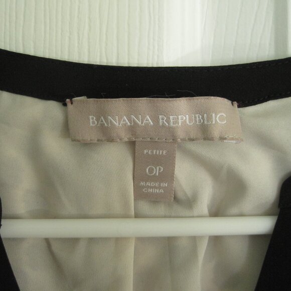 Banana Republic Dot Print Riviera Dress Size 0P Petite Shirt Dress Black Cream - Picture 3 of 10